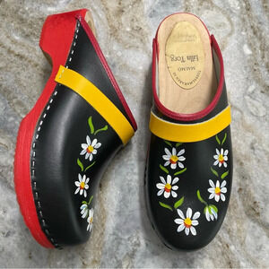 Lilla Torg Malmo Black Hand Painted Swedish Clogs